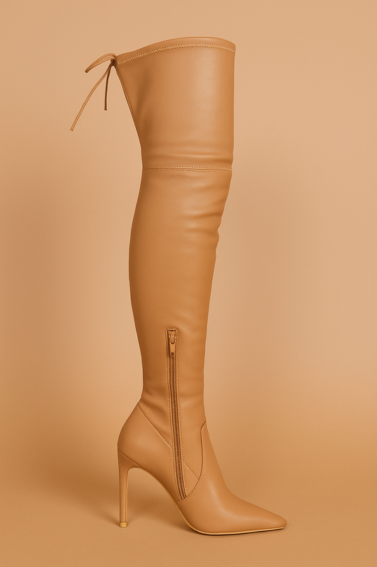 Nude Ambition Thigh-High Stiletto Boot