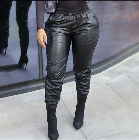 Sleek Street Leather Joggers