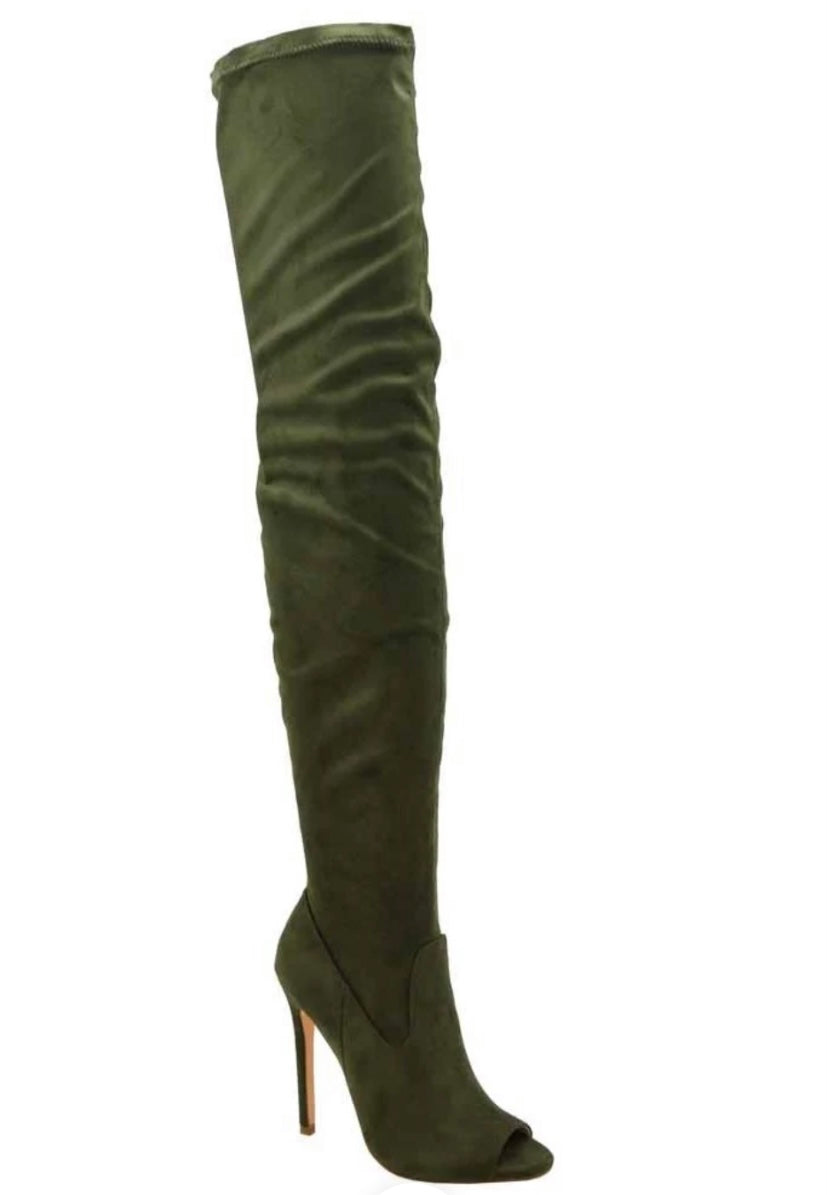 Velvet Elevate Thigh-High Peep-Toe Boot