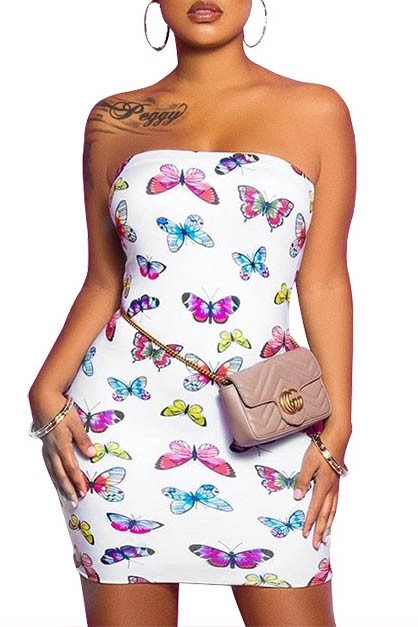 Flutter Vibes Strapless Mini Dress