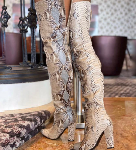 Savage Luxe Python Thigh-High Boot